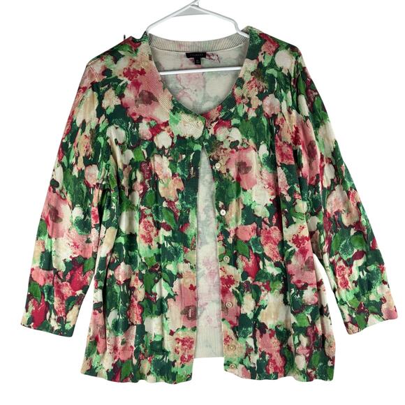 Talbots Sweaters - Talbots Floral Button Front Cardigan Sweater Women’s XL Teacher Twee Botanical